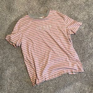Guess Striped T Shirt (Pink and Grey)